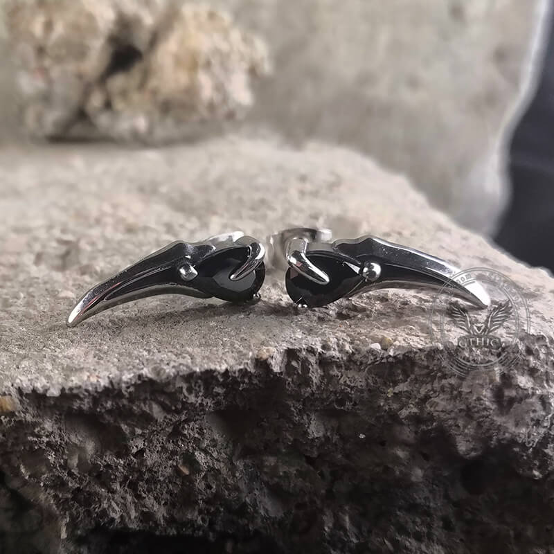 Raven Beak Stainless Steel Stud Earrings | Gthic.com