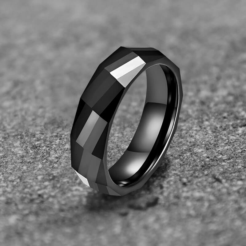 Rectangular Faceted Engagement Ceramic Ring | Gthic.com