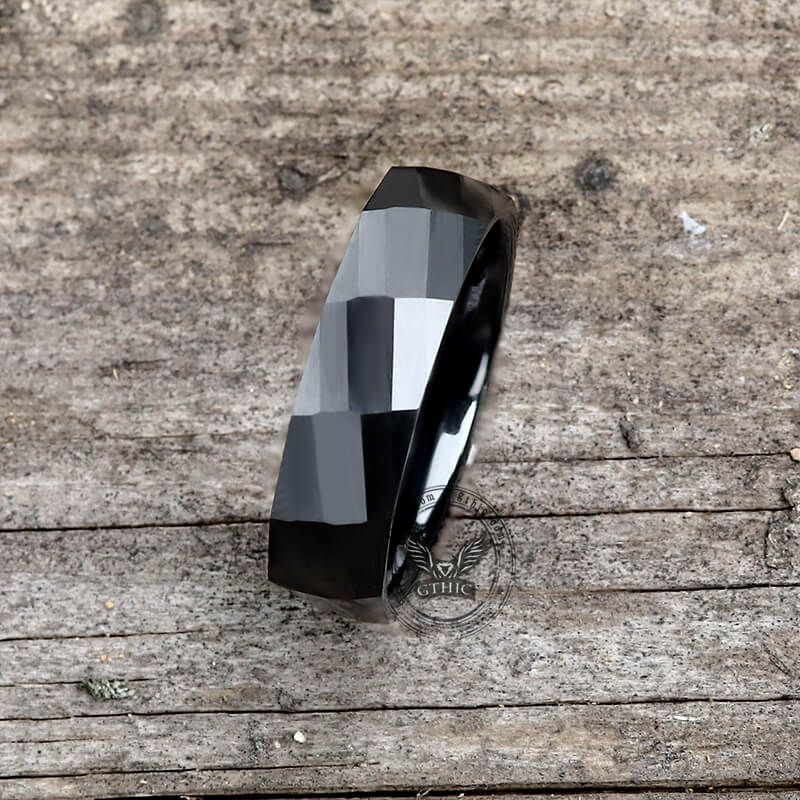 Rectangular Faceted Engagement Ceramic Ring | Gthic.com