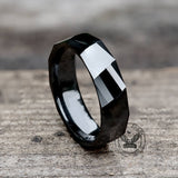 Rectangular Faceted Engagement Ceramic Ring | Gthic.com