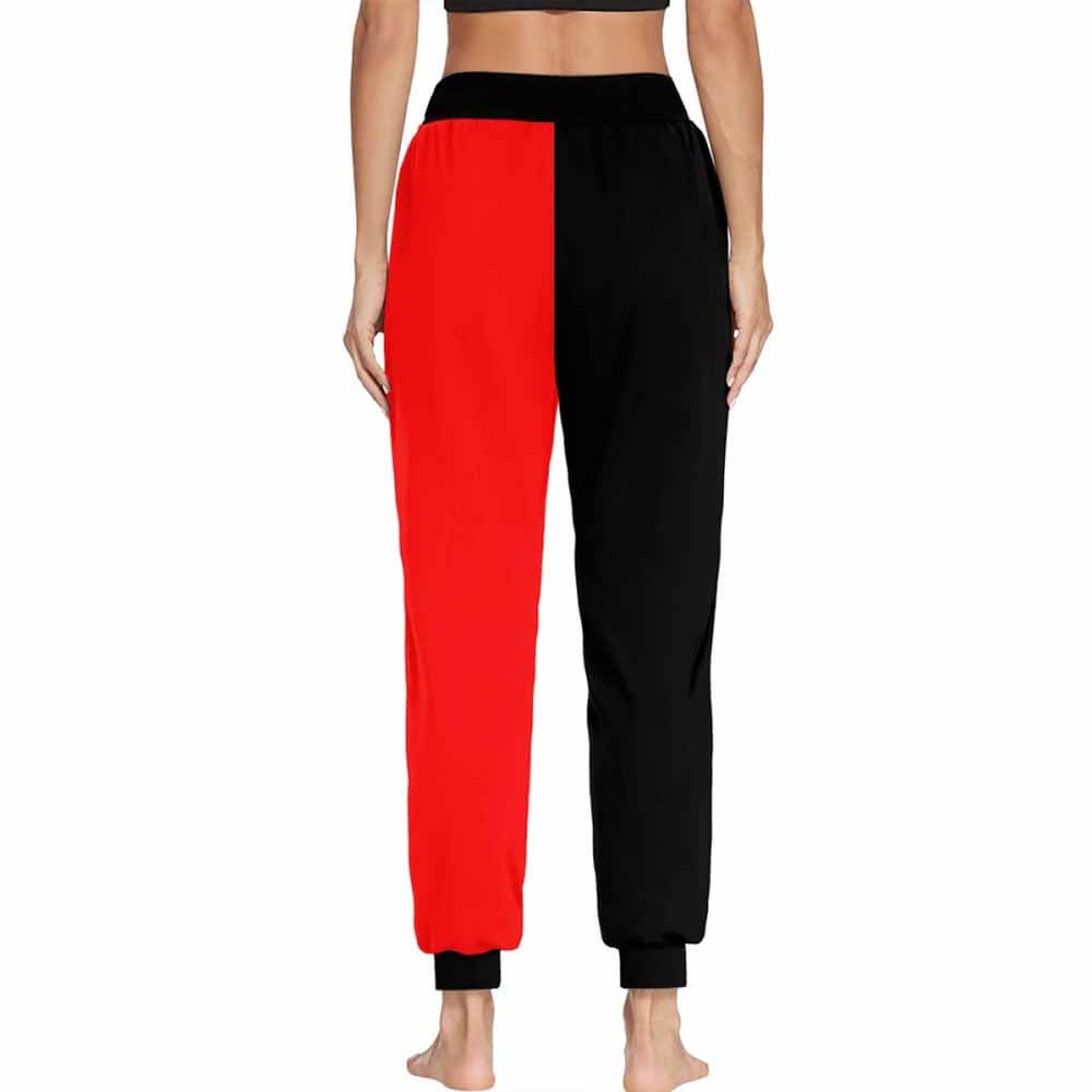 Red And Black Casual Elastic Drawstring Pants