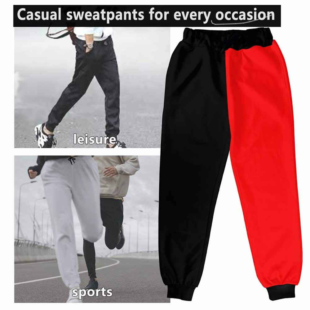 Red And Black Casual Elastic Drawstring Pants