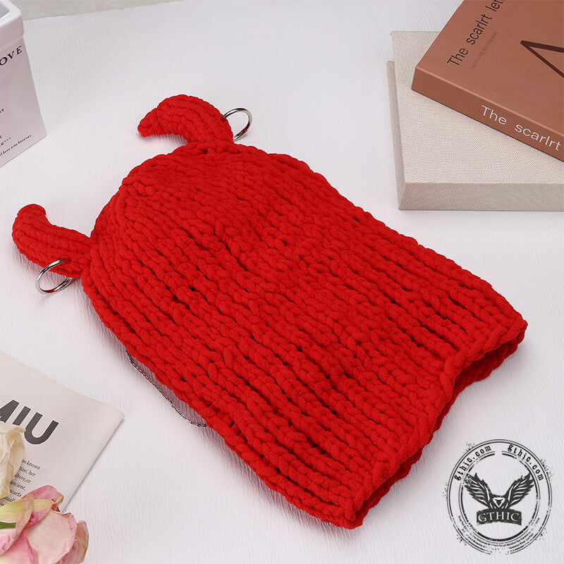 Red Devil Horns Knit Balaclava Hat – GTHIC