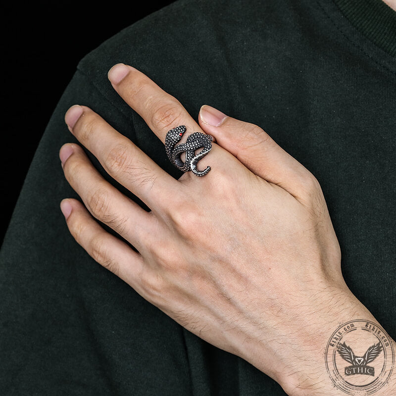 Red Eye Snake Stainless Steel Animal Ring