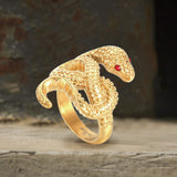 Red Eye Snake Stainless Steel Animal Ring | Gthic.com