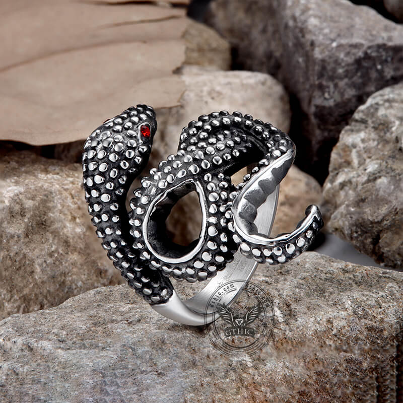 Red Eye Snake Stainless Steel Animal Ring | Gthic.com