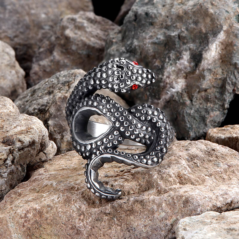 Red Eye Snake Stainless Steel Animal Ring | Gthic.com