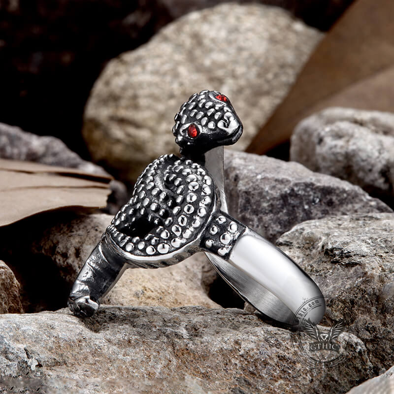 Red Eye Snake Stainless Steel Animal Ring