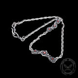 Red Gem-Set Roses Sterling Silver Necklace