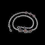 Red Gem-Set Roses Sterling Silver Necklace | Gthic.com