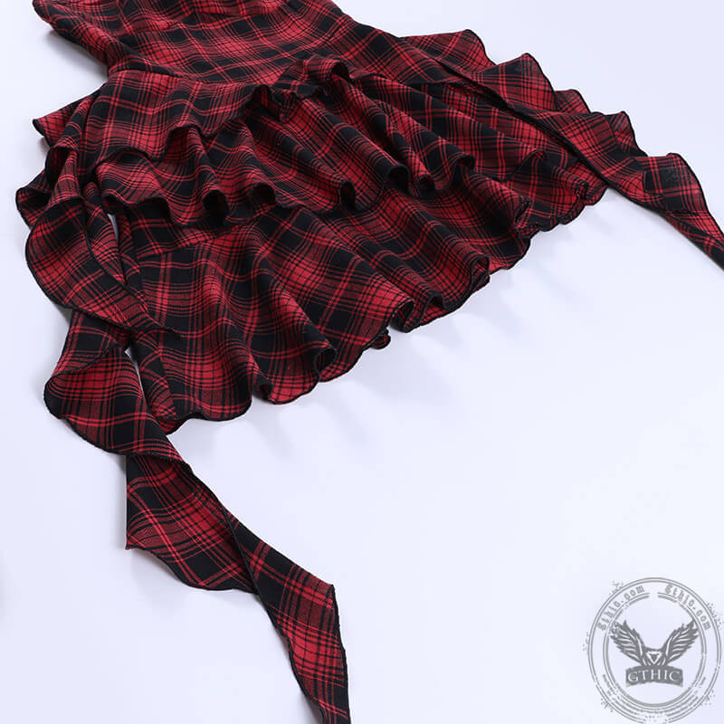 Red Plain Irregular Polyester Dress | Gthic.com