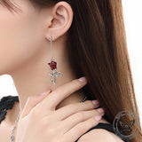 Red Rose Tassel Alloy Drop Earrings | Gthic.com