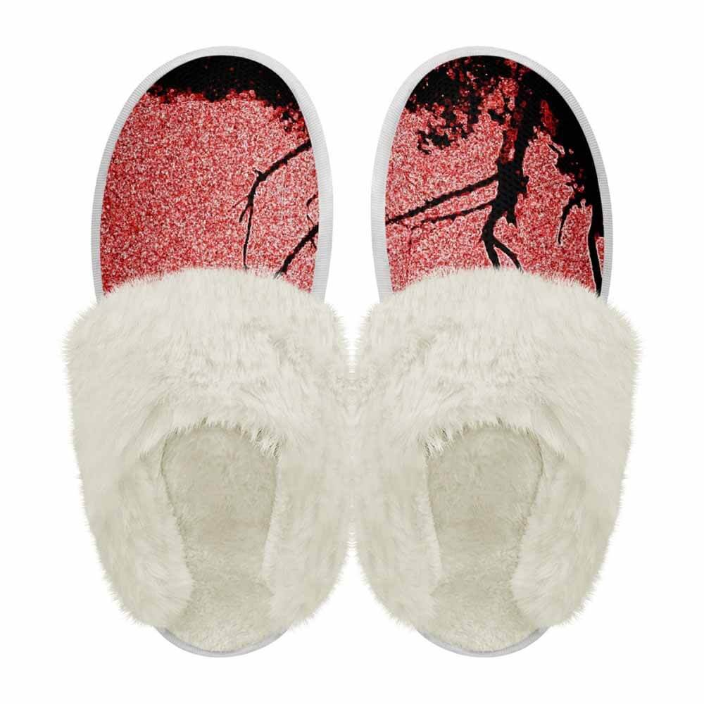 Red Sky Night Forest Keep Warm Cotton Slippers