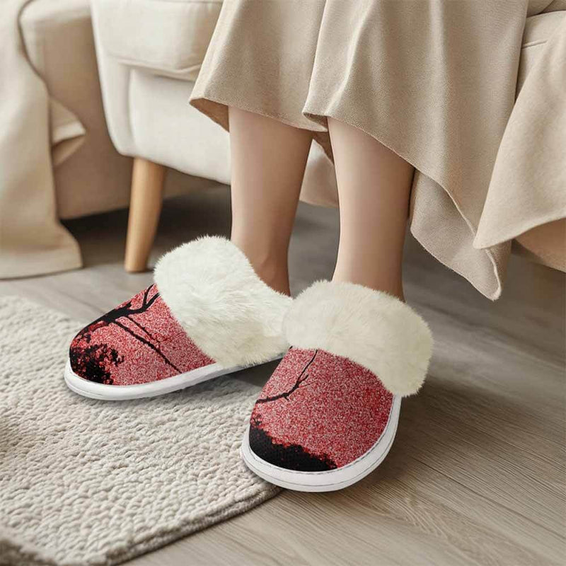 Red Sky Night Forest Cotton Slipper | Gthic.com