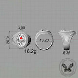 Anillo de plata de ley con diseño floral gótico y circonitas
