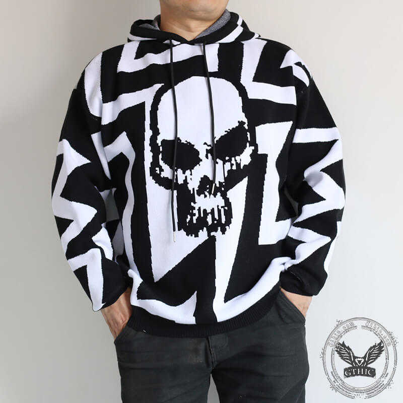 Reflective Skull Polyester Pullover Sweater | Gthic.com