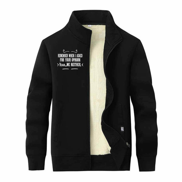 Remember When I Asked Letters Stand Collar Zip Cardigan 01 | Gthic.com