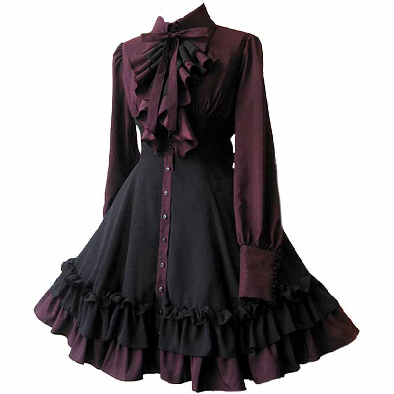 Renaissance Big Bow Gothic High Waist Dress 01 | Gthic.com