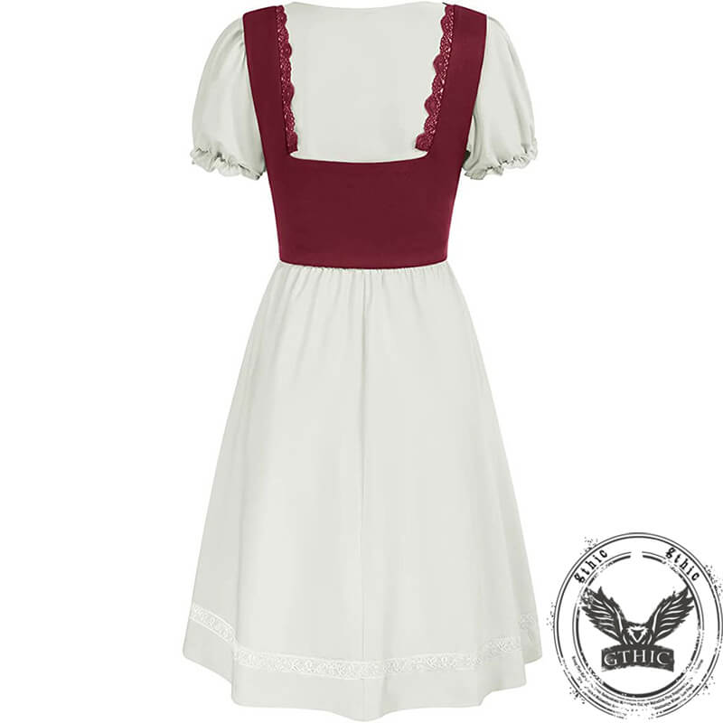 Renaissance Pastoral Square Neck High Waist Dress | Gthic.com