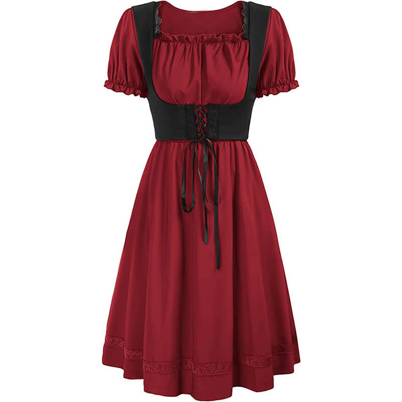 Renaissance Pastoral Square Neck High Waist Dress | Gthic.com