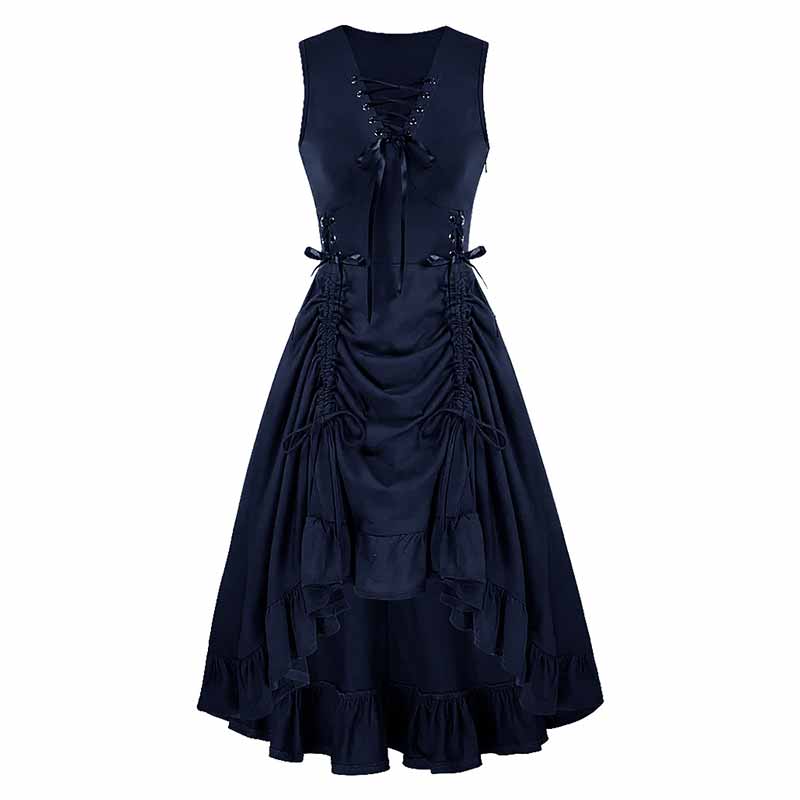 midi goth dress sleeveless lace up v neck up to 65 off!Lolmot Goth Dress Women Sexy Sleeveless Tie up V-Neck Dresses Vintage Adjustable Strap A-Line Midi Dress Retro Steampunk Cocktail Party