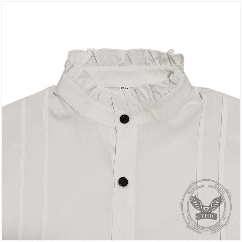 Renaissance Victorian Stand Collar Pleated Pirate Shirt | Gthic.com