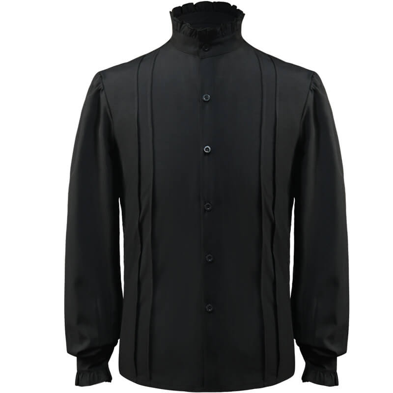 Renaissance Victorian Stand Collar Pleated Pirate Shirt | Gthic.com