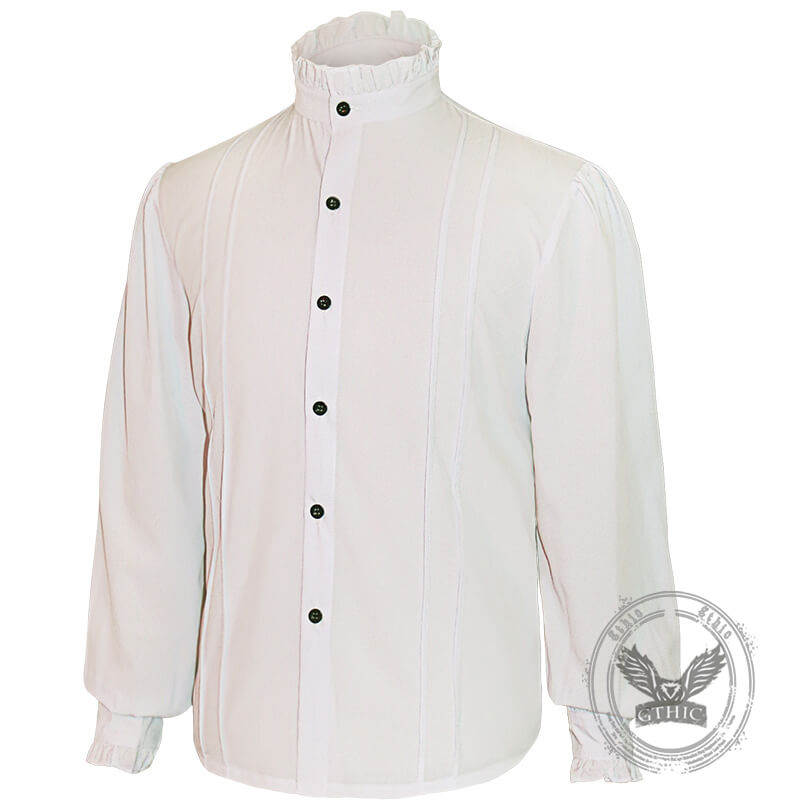 Renaissance Victorian Stand Collar Pleated Pirate Shirt | Gthic.com