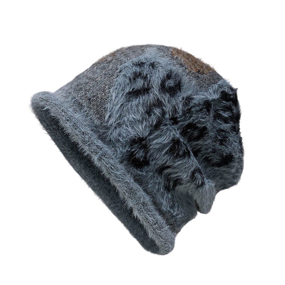 Retro All-Match Colorblock Plush Beanie Hat