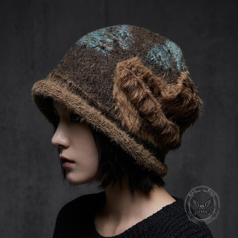 Retro All-Match Colorblock Plush Beanie Hat