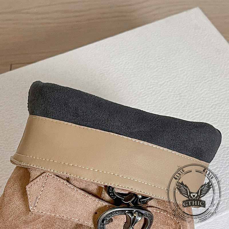 Retro Belt Buckle Design Pointed Toe Long Tube Boots