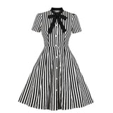 Retro Black Striped Button Youth Dress | Gthic.com