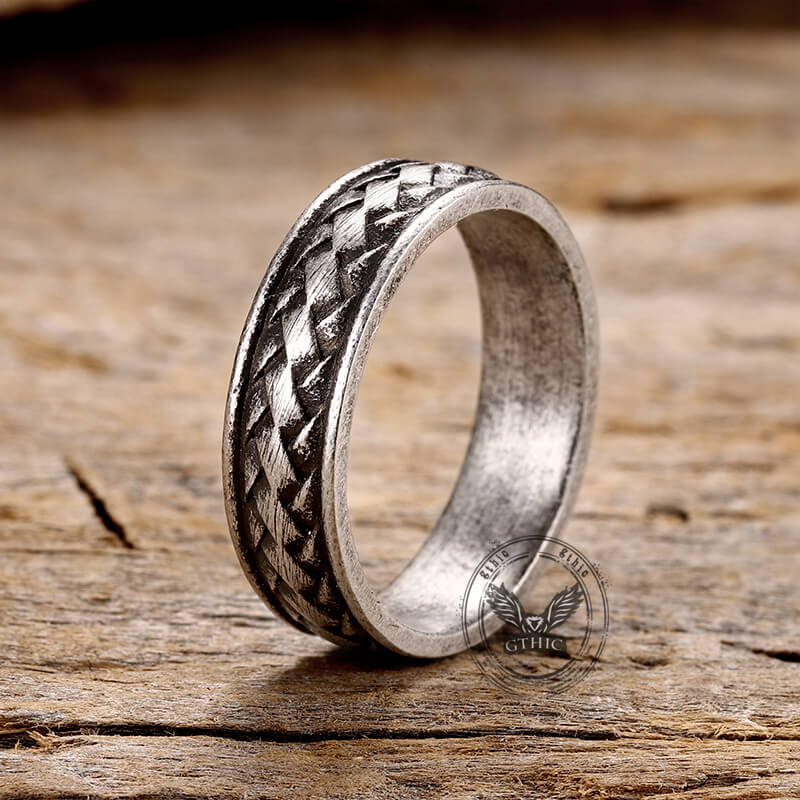 Retro Braided Stainless Steel Band Ring | Gthic.com