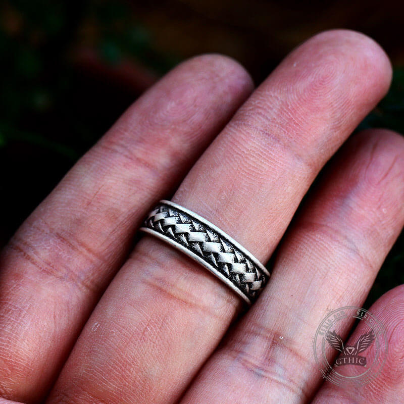 Retro Braided Stainless Steel Band Ring
