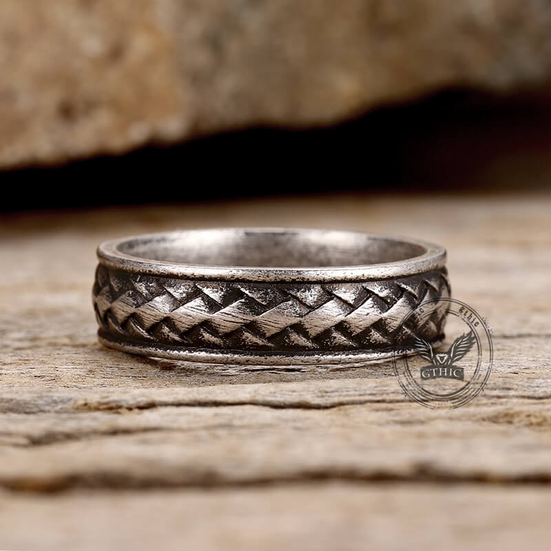 Retro Braided Stainless Steel Band Ring | Gthic.com