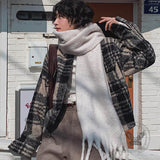 Retro Brown Plaid Lapel Loose Short Jacket Coat | Gthic.com