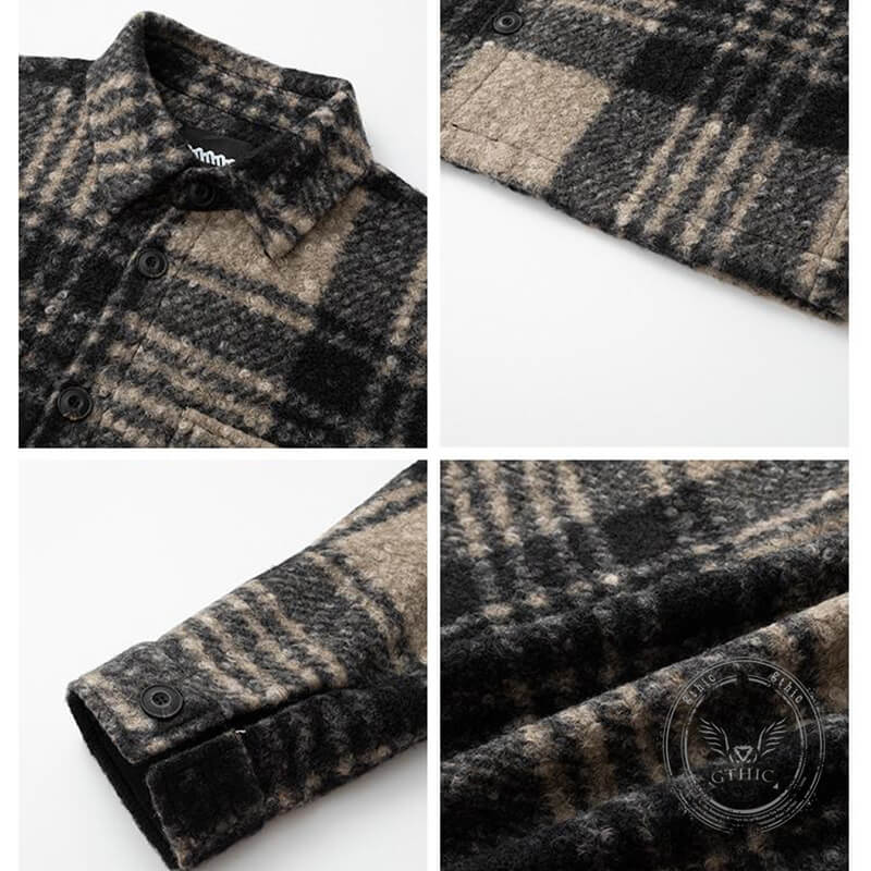 Retro Brown Plaid Lapel Loose Short Jacket Coat