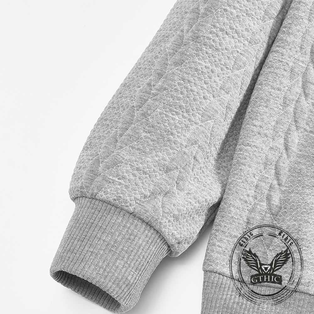 Retro Casual Stand-Collar Jacquard Half-Zip Sweatshirt