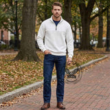 Retro Casual Stand-Collar Jacquard Half-Zip Sweatshirt | Gthic.com