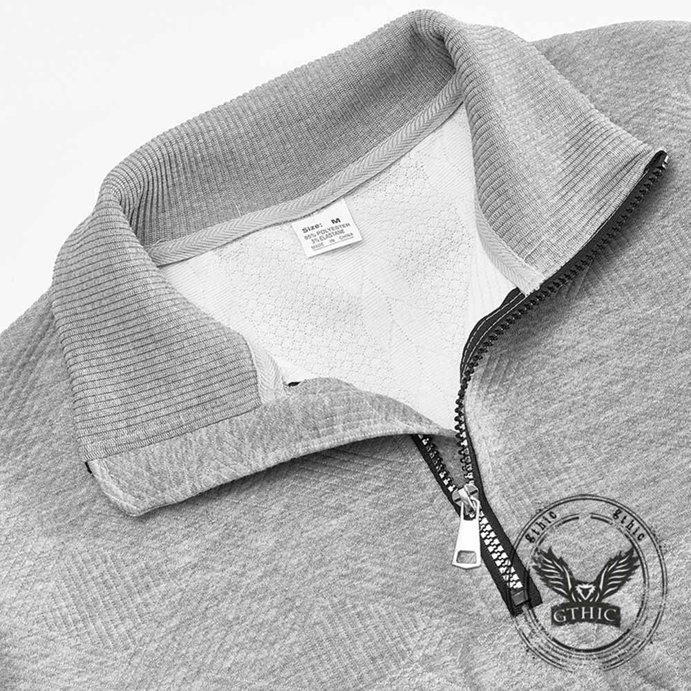 Retro Casual Stand-Collar Jacquard Half-Zip Sweatshirt