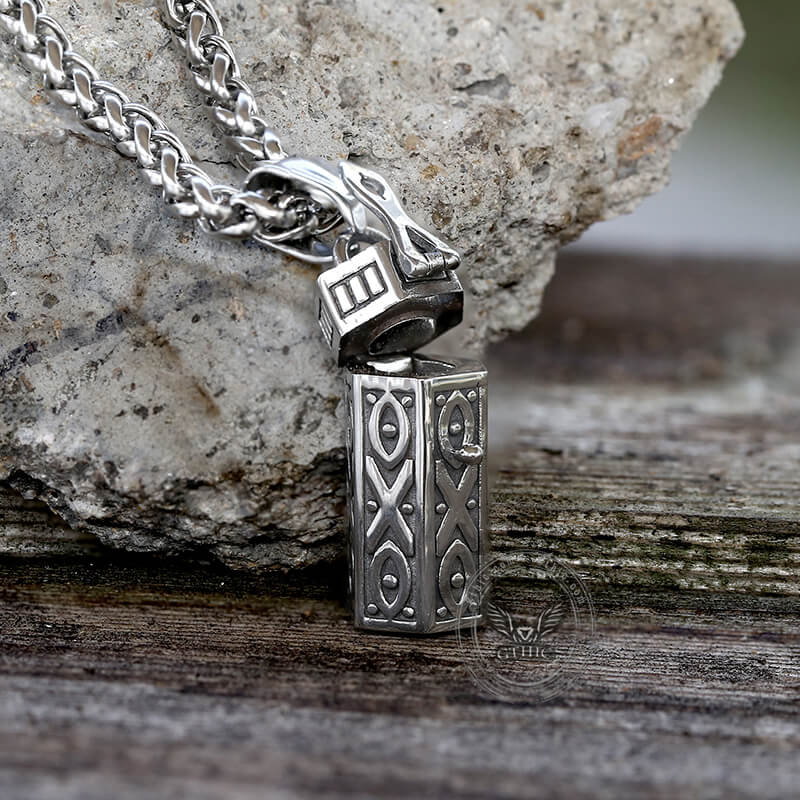 Retro Cremation Urn Stainless Steel Pendant | Gthic.com