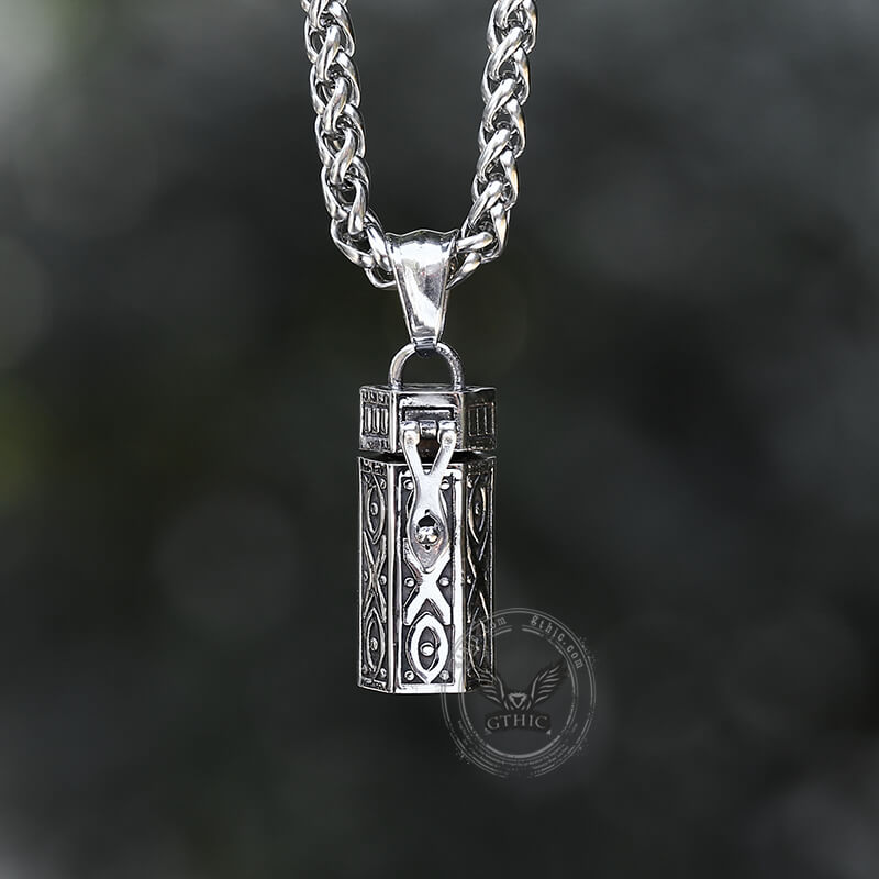 Retro Cremation Urn Stainless Steel Pendant | Gthic.com