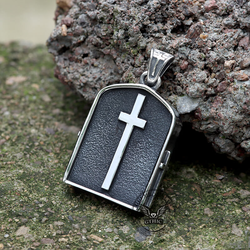 Retro Cross Ghost Stainless Steel Religion Pendant | Gthic.com