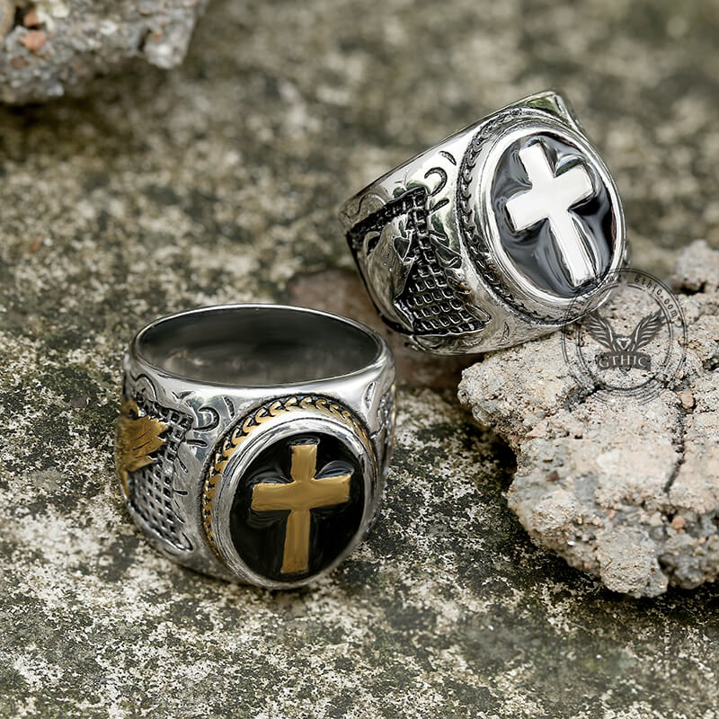 Retro Cross Stainless Steel Religious Ring