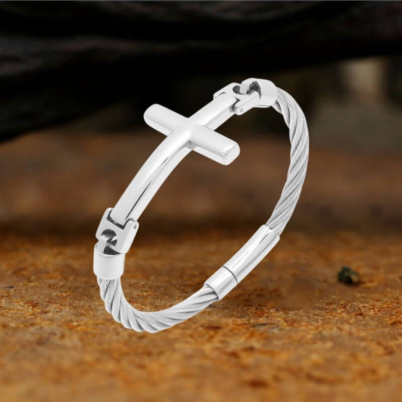 Retro Cross Twisted Steel Wire Stainless Steel Bracelet