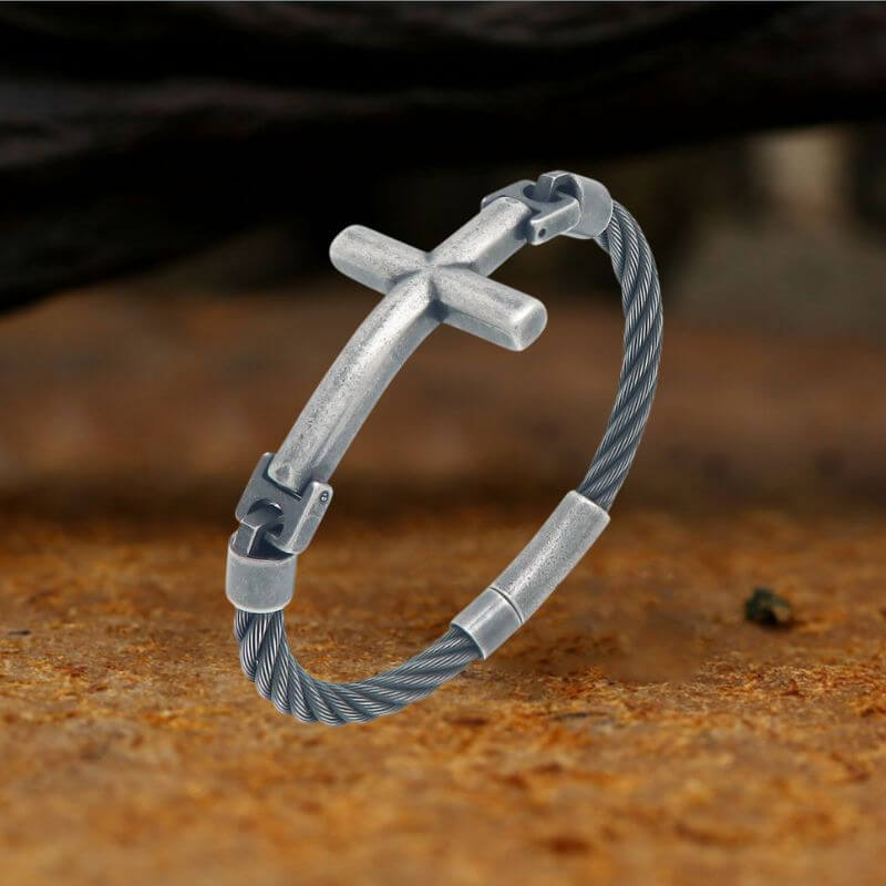 Retro Cross Twisted Steel Wire Stainless Steel Bracelet