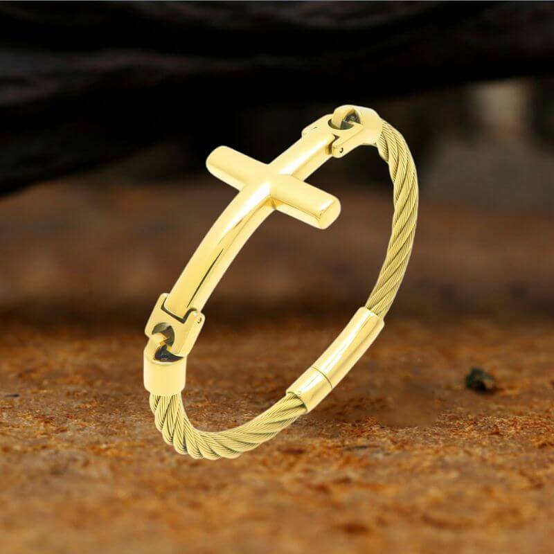 Retro Cross Twisted Steel Wire Stainless Steel Bracelet