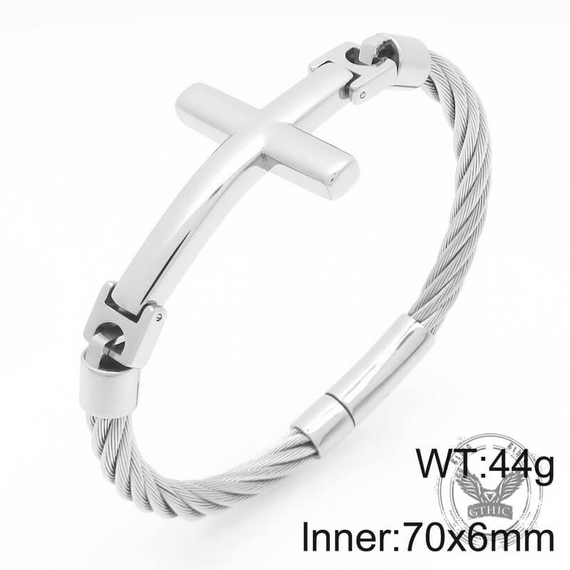Retro Cross Twisted Steel Wire Stainless Steel Bracelet