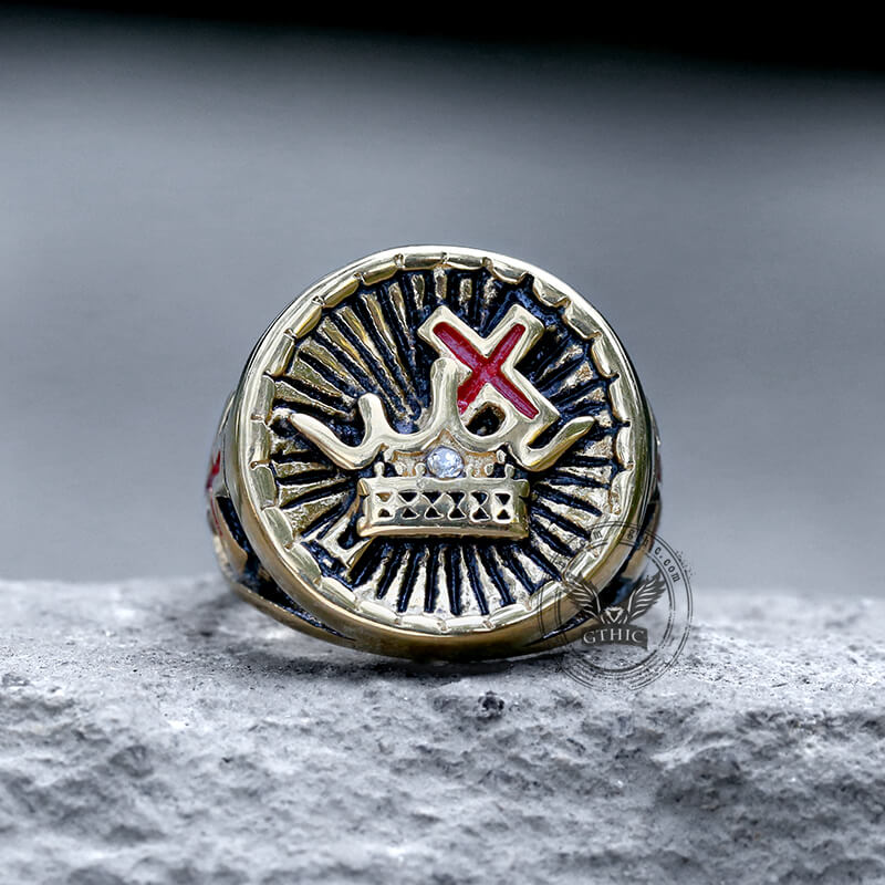 Retro Crown Cross Stainless Steel Ring | Gthic.com