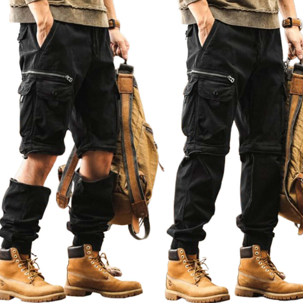 Retro Detachable Straight Leg Casual Cargo Trousers | Gthic.com